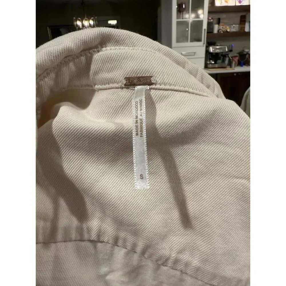Free People We the Free Tiered Utility Shirt Dress – Size Small (Ivory)